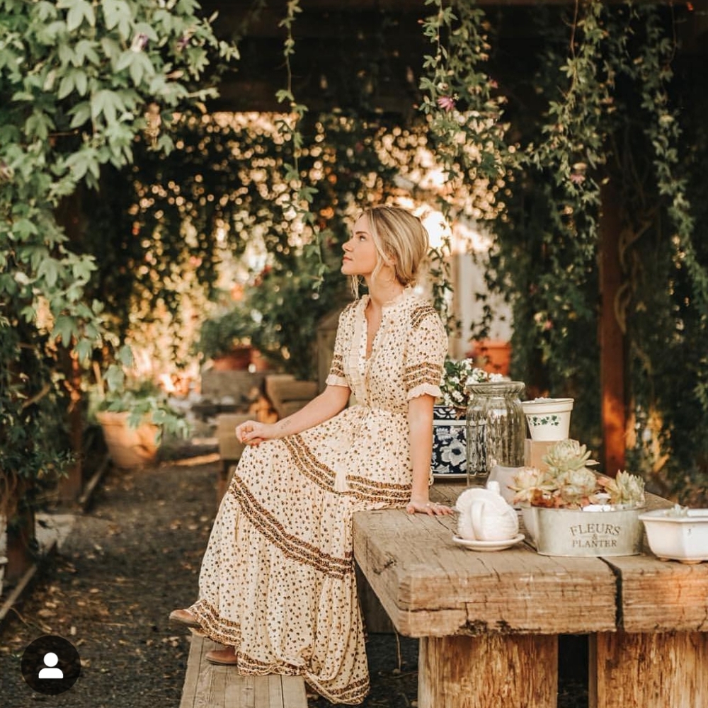 Free People Rare Feelings XS beige floral maxi dress